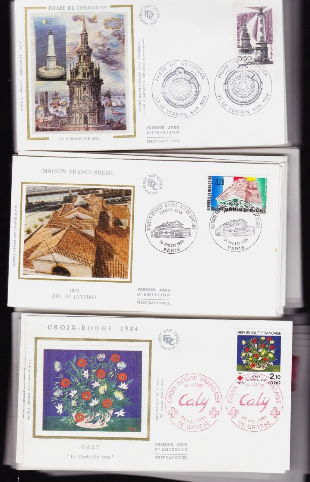 300 Enveloppes Premier Jour (FDC) — Illustrations sur Soie Véritable (Éditions Farcigny & CEF)